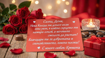 Уникална метална картичка с персонален текст за Свети Валентин