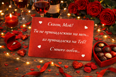 Подарък за мъж, уникална картичка с персонален текст за Свети Валентин