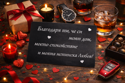 Подарък за Свети Валентин за мъж - Луксозна картичка с послание