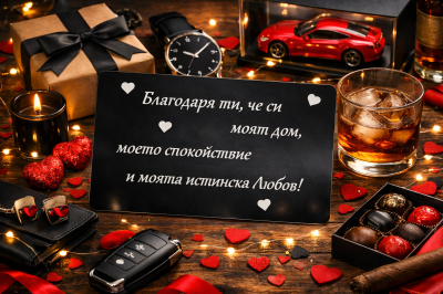 Подарък за Свети Валентин за мъж - Луксозна картичка с послание