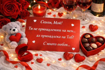 Подарък за мъж, уникална картичка с персонален текст за Свети Валентин