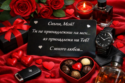 Подарък за мъж, уникална картичка с персонален текст за Свети Валентин