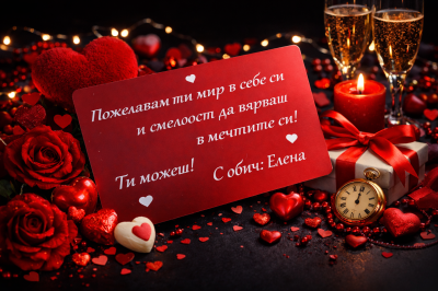 Луксозна метална картичка с пожелание за мъж!