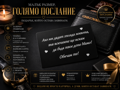 Подарък за мама – Луксозна метална картичка с послание „Във всички животи бих избрал теб“